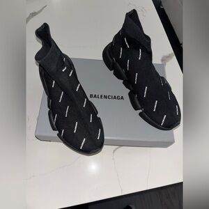 Balenciaga Black Logo-Allover Sock Sneakers